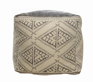 Handmade Lr99770 Beige/Gray Pouf
