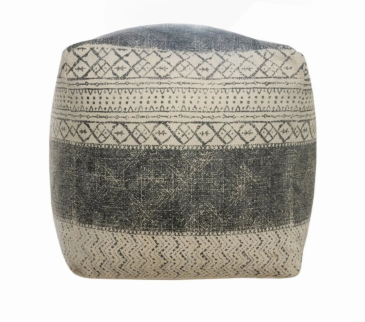 Handmade Lr99771 Beige/Gray Pouf