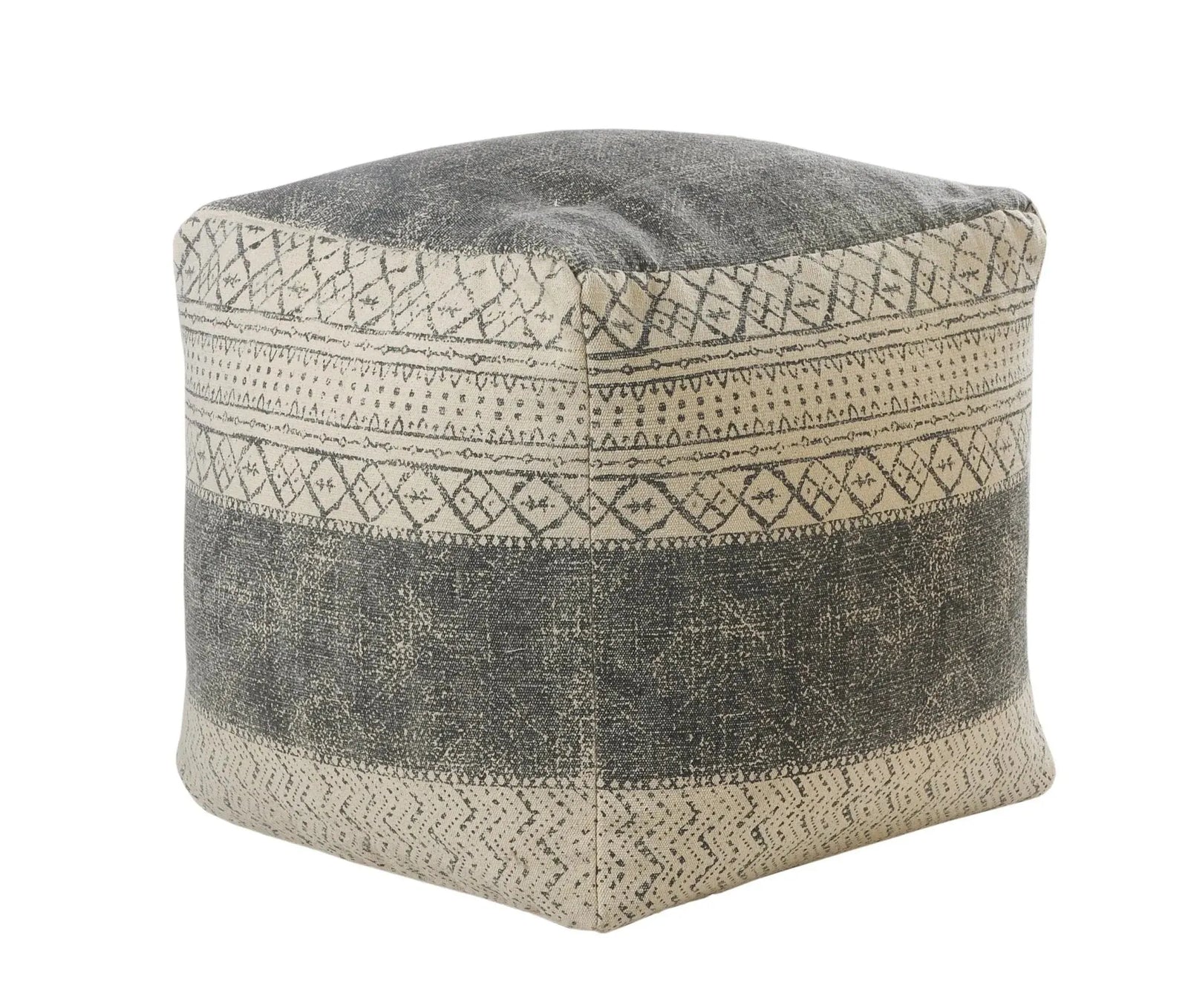 Handmade Lr99771 Beige/Gray Pouf