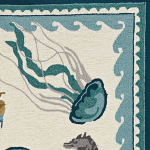 Harbor 4204 Beach Life Ivory/Teal Rug