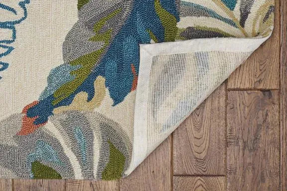 Harbor 4211 Palms Ivory/Teal Rugs