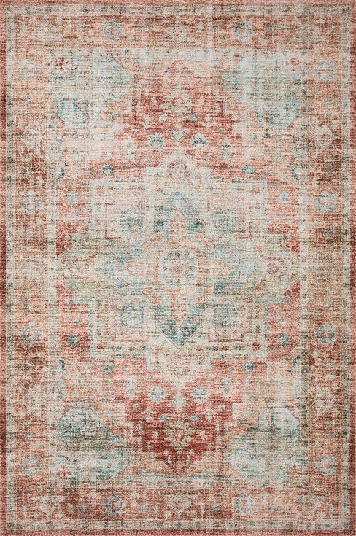 Heidi Hei-01 Terracotta/Aqua Rug