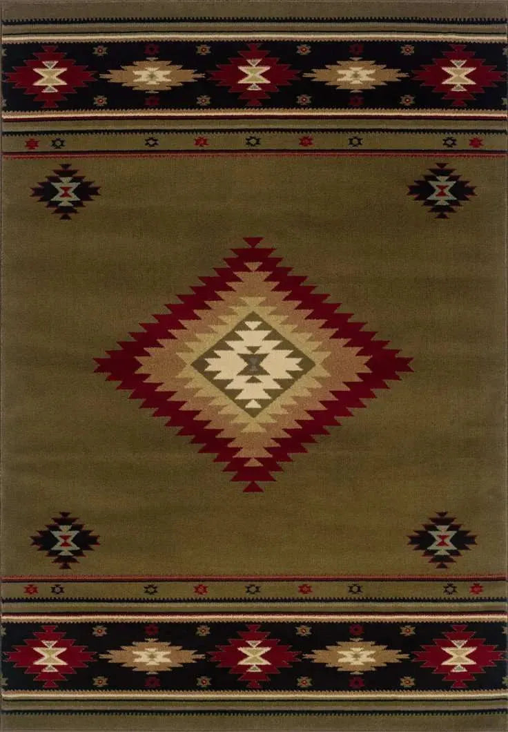 Hudson 087J Green/ Red Rug