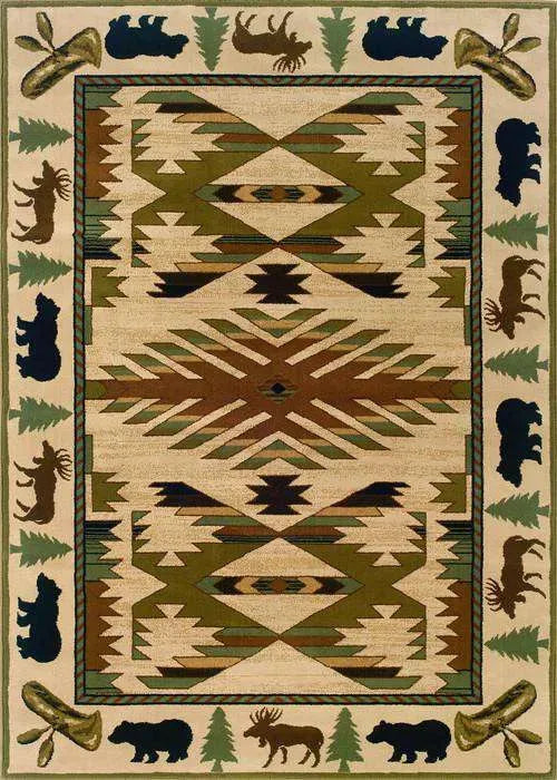 Hudson 1072A Ivory/ Green Rug