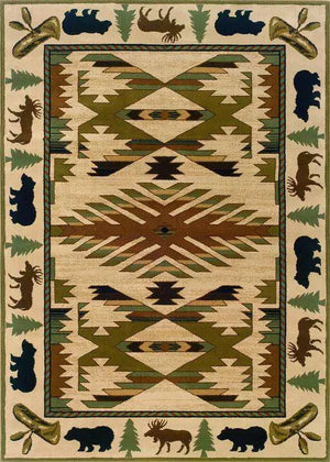 Hudson 1072A Ivory/ Green Rug