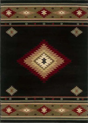 Hudson 87G Black/ Green Rug