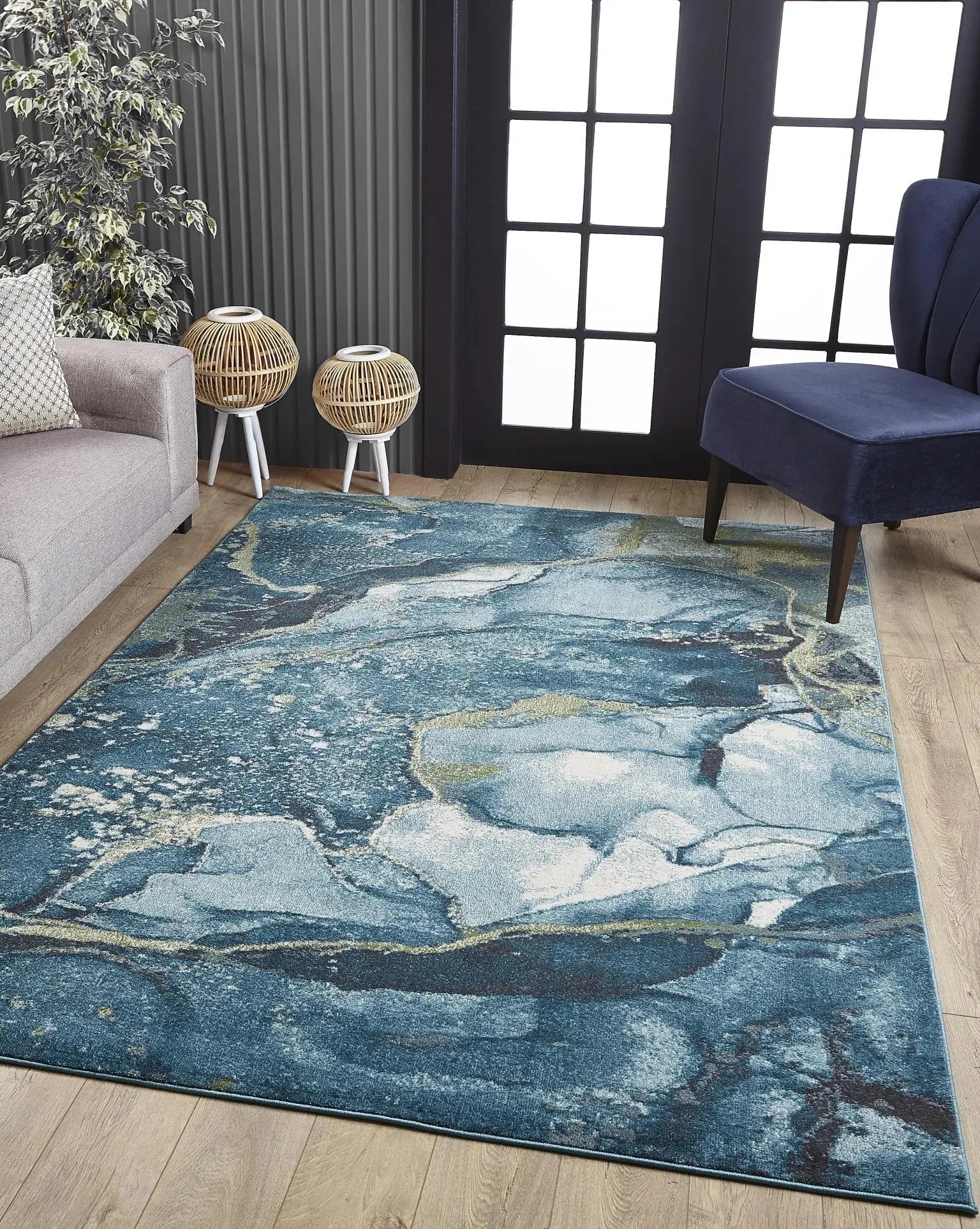 Illusions 6225 Teal Stone Rug