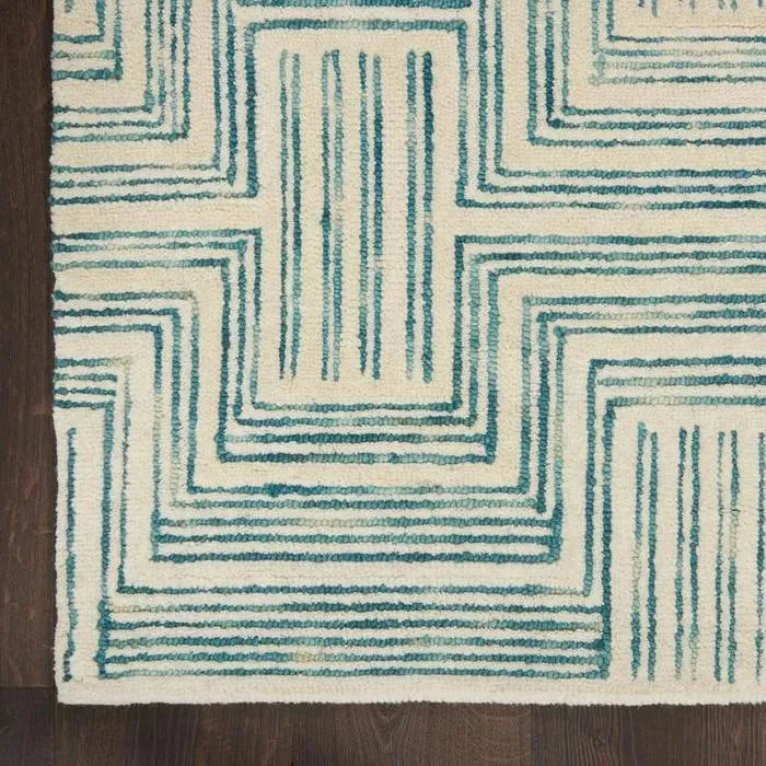 Interlock ITL06 Ivory/Turquoise Rug