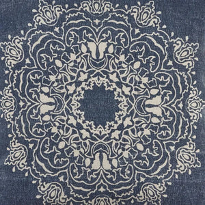 Intricate Medallion Navy and Cream LR04692 Throw Pillow