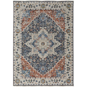 Kaia KAI39HTF Ivory/Blue Rug