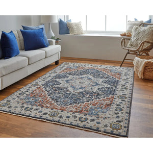 Kaia KAI39HTF Ivory/Blue Rug