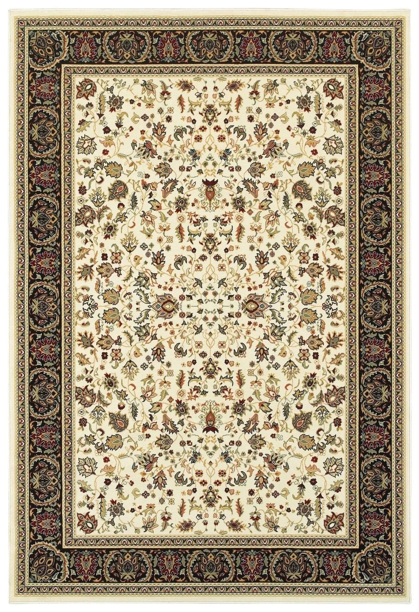 Kashan 108X Ivory/ Black Rug