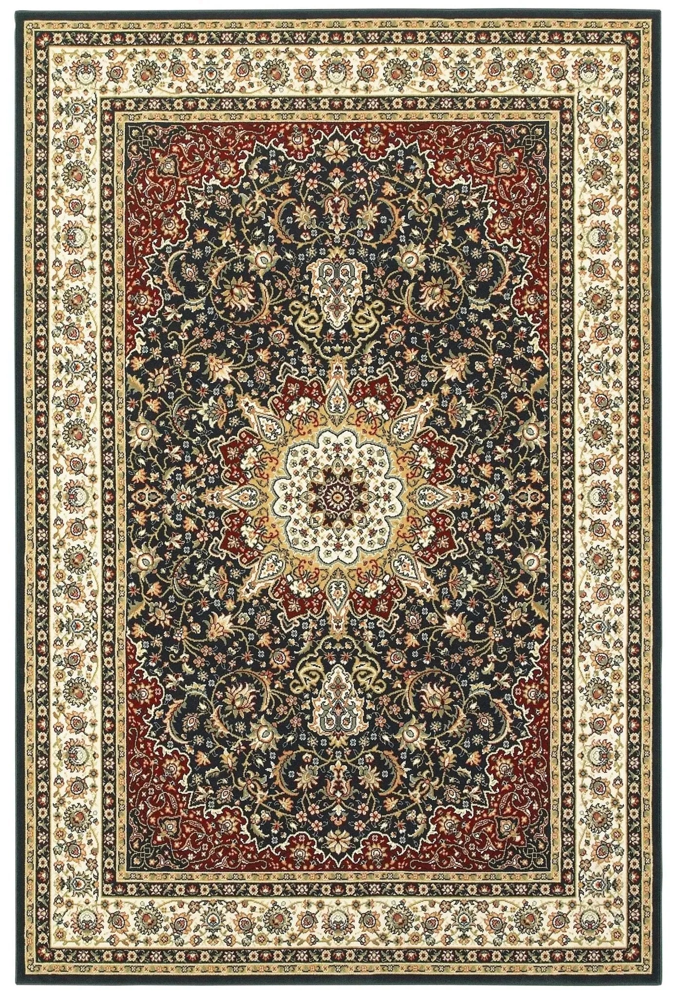 Kashan 119U Navy/ Ivory Rug