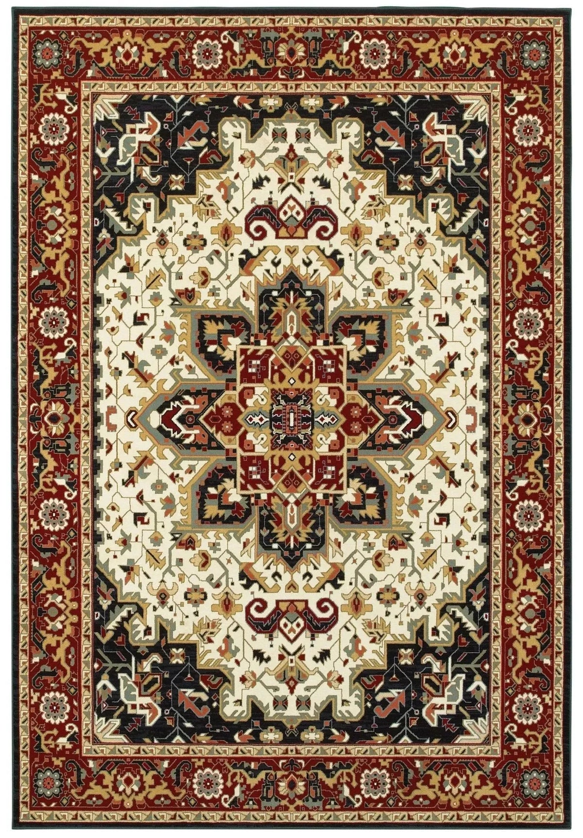 Kashan 96W Red/ Ivory Rug