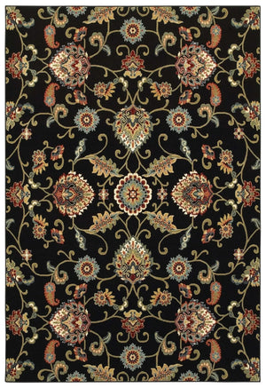 Kashan 9946K Black/ Multi Rug