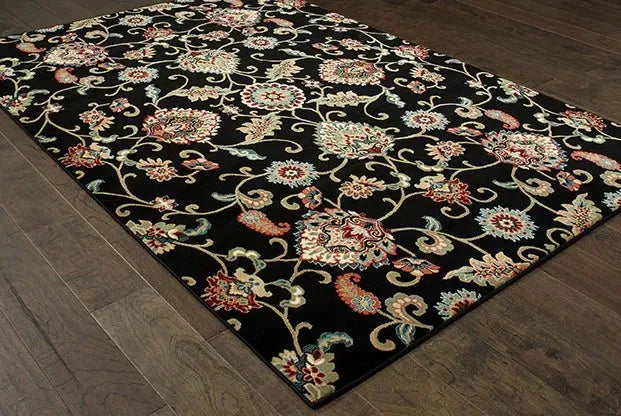 Kashan 9946K Black/ Multi Rug