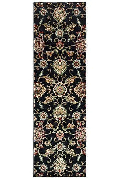 Kashan 9946K Black/ Multi Rug