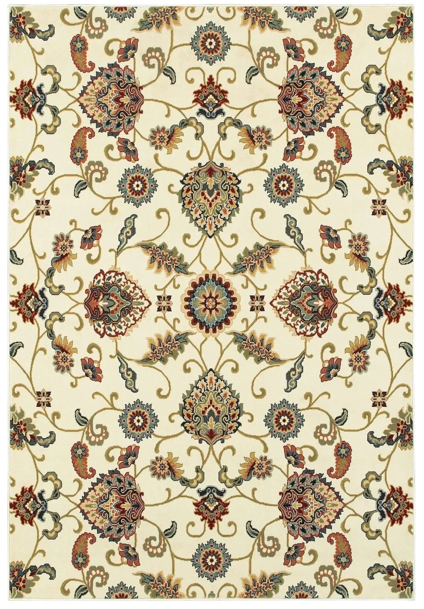 Kashan 9946W Ivory/ Multi Rug