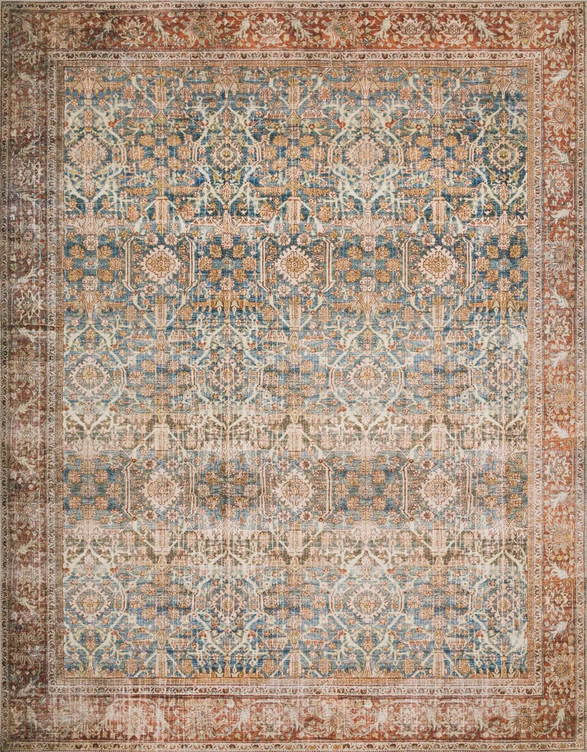 Layla LAY-04 Ocean/Rust Rug