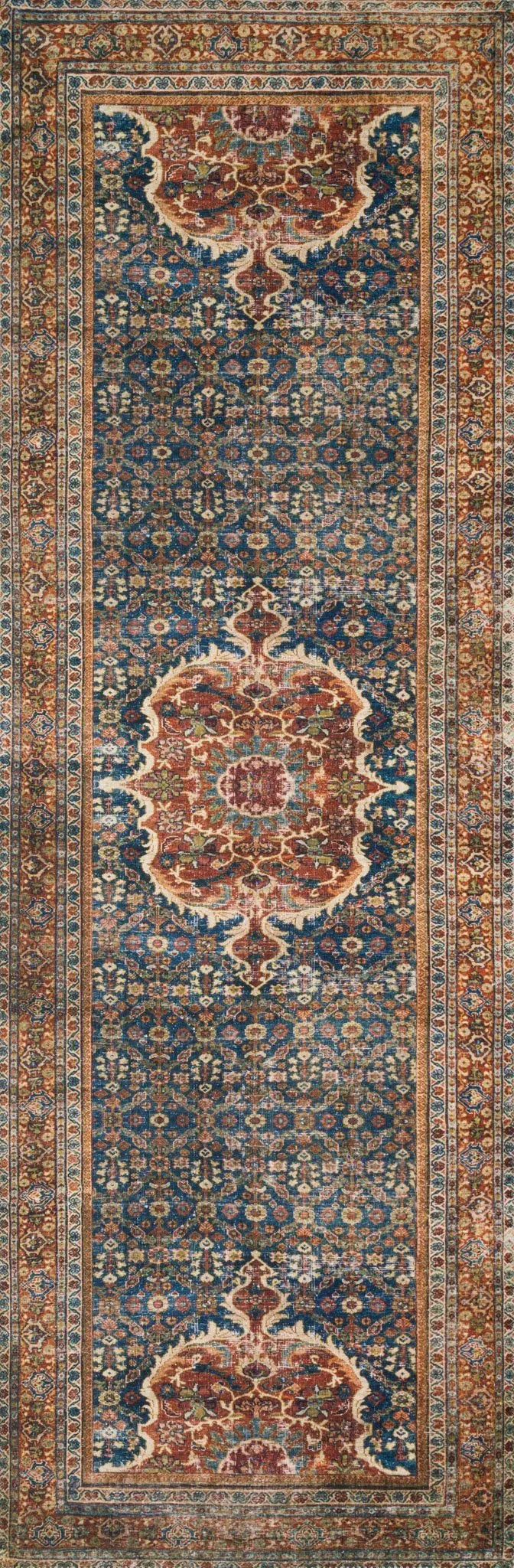 Layla LAY-09 Cobalt Blue/Spice Rug