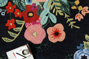Les Fleurs by Rifle Paper Co LES-03 Black/Multi Rug