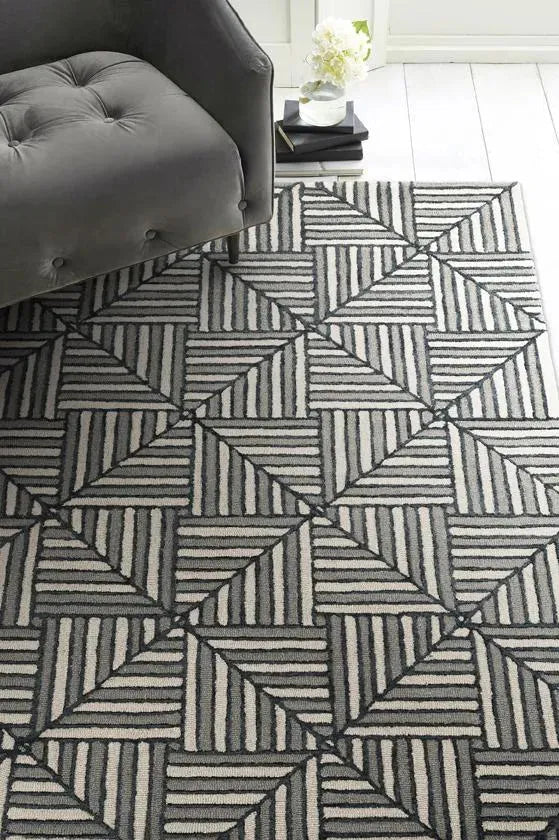 Libby Langdon Upton 4304 Diagonal Tile Navy/Charcoal Rug