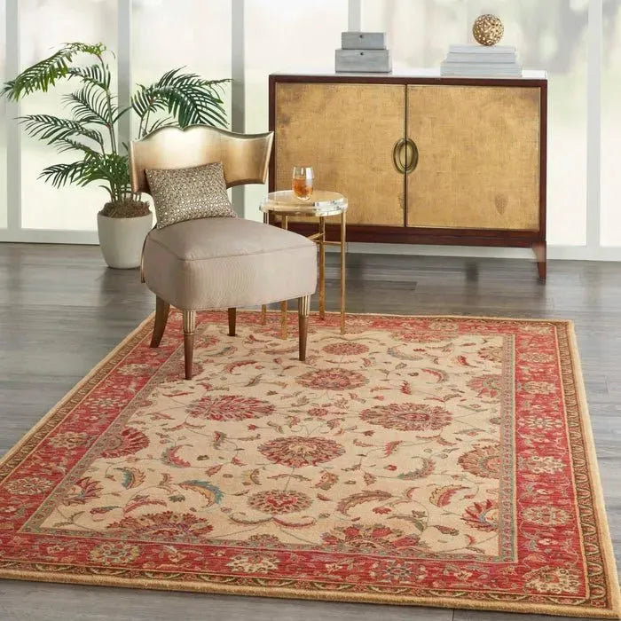 Living Treasures LI04 Ivory/Red Rug