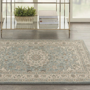 Living Treasures LI15 Aqua/Ivory Rug