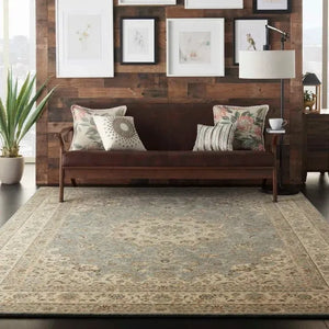 Living Treasures LI15 Aqua/Ivory Rug