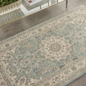 Living Treasures LI15 Aqua/Ivory Rug