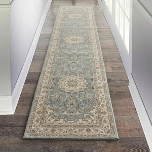 Living Treasures LI15 Aqua/Ivory Rug