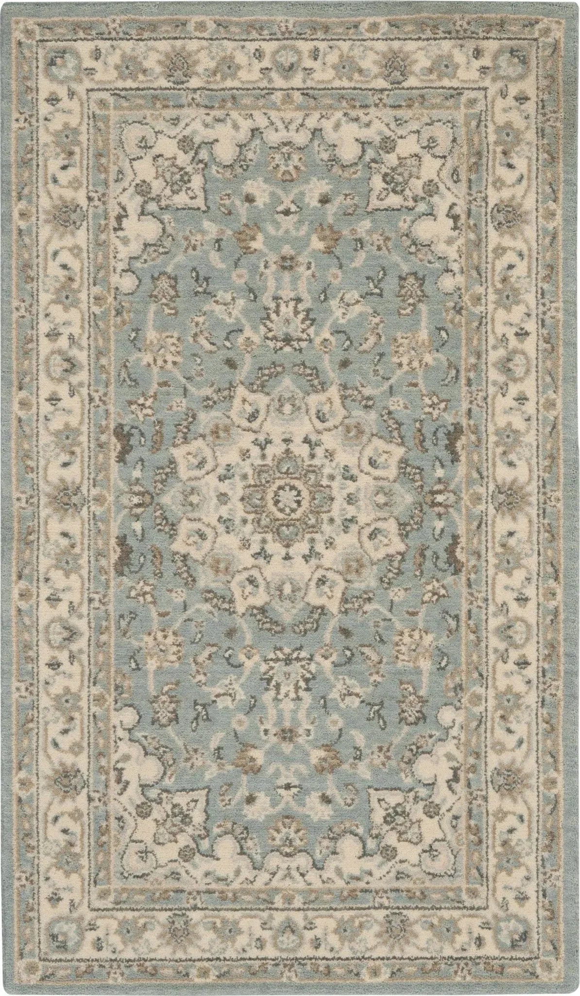 Living Treasures LI15 Aqua/Ivory Rug