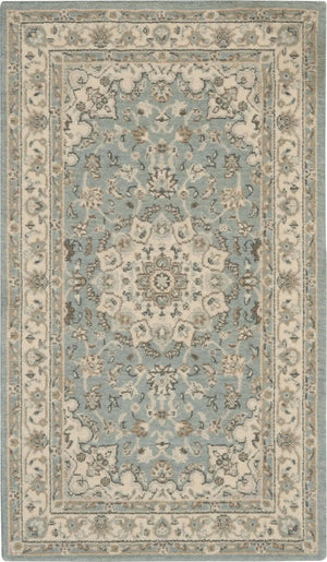Living Treasures LI15 Aqua/Ivory Rug