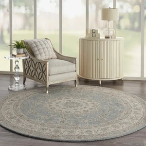 Living Treasures LI15 Aqua/Ivory Rug