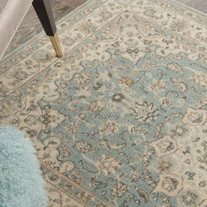 Living Treasures LI15 Aqua/Ivory Rug
