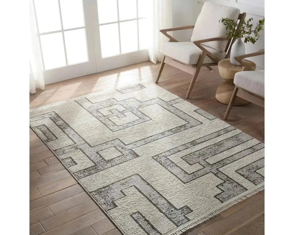 Lore LRE05 Grey/Cream Rug