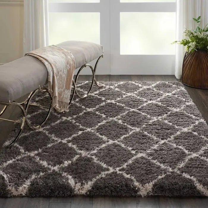 Luxe Shag LXS02 Charcoal/Beige Rug