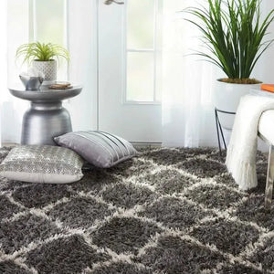 Luxe Shag LXS02 Charcoal/Beige Rug