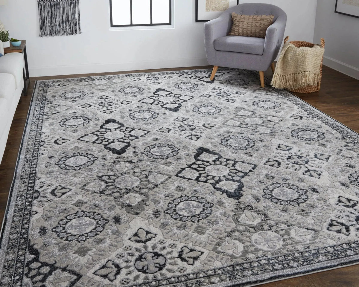 Macklaine MCK39FVF Grey/Black Rug