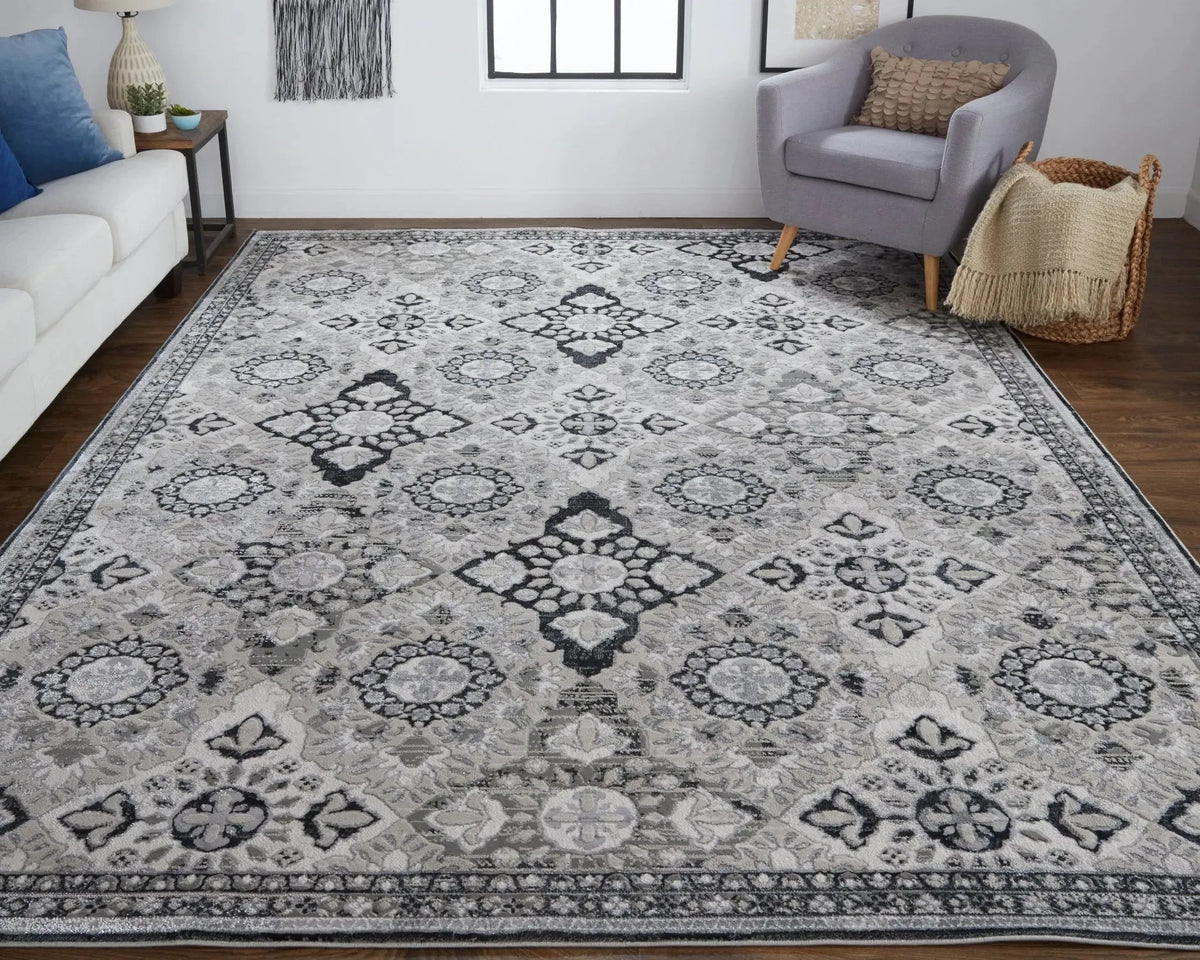 Macklaine MCK39FVF Grey/Black Rug