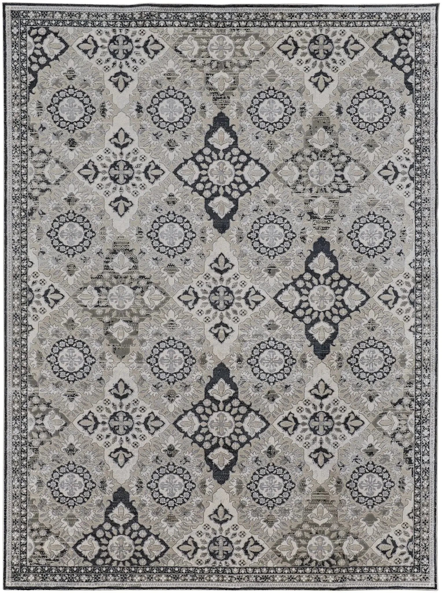 Macklaine MCK39FVF Grey/Black Rug