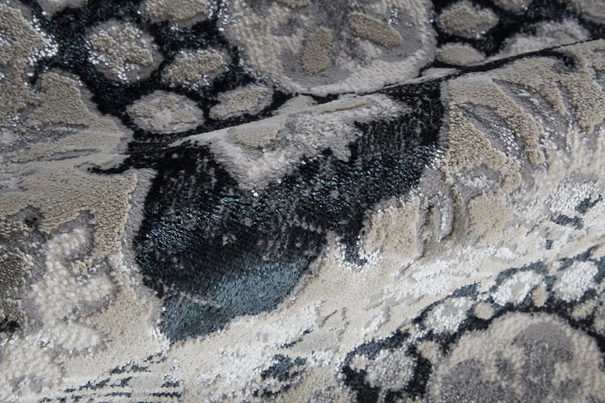 Macklaine MCK39FVF Grey/Black Rug