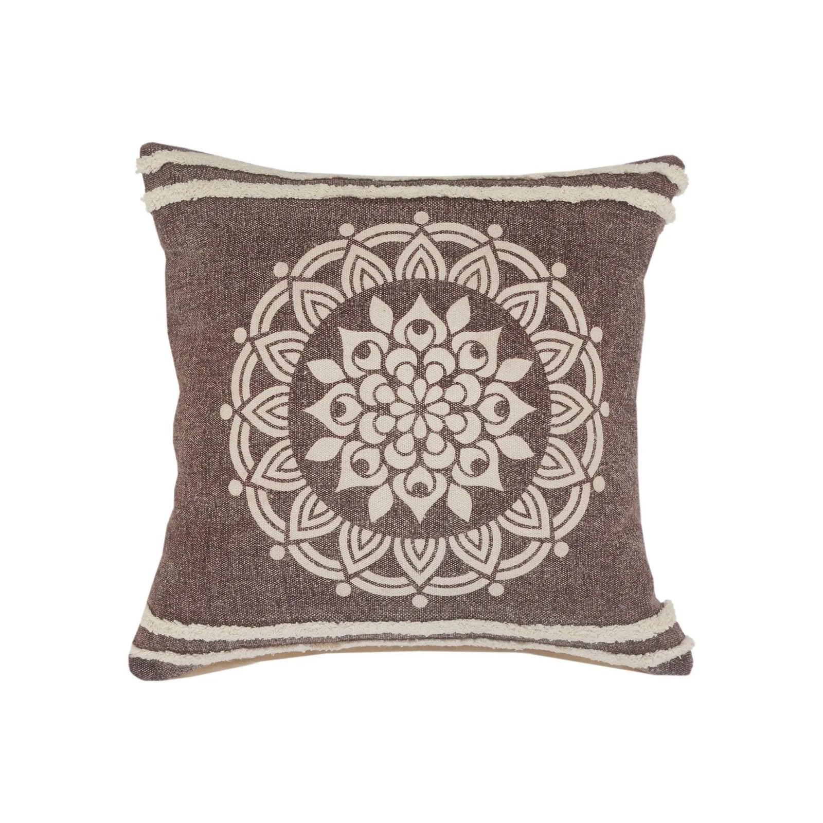 Mandala Lr07680 Hickory Brown/White Pillow