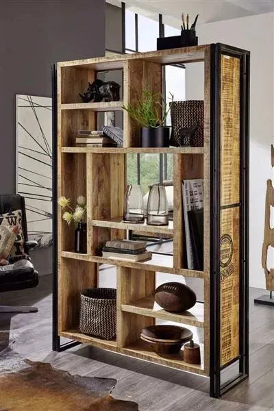 Mango and Iron Cubicle Bookcase