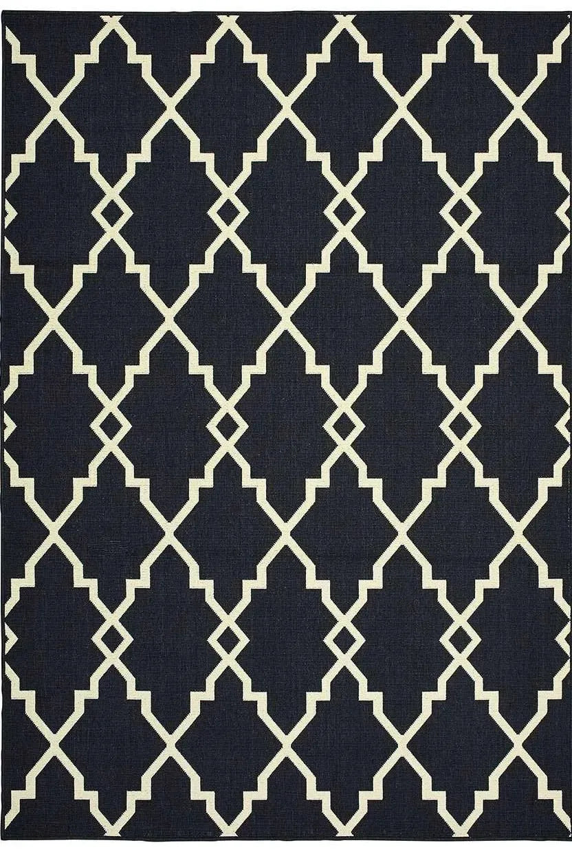 Marina 7763K Black Ivory Rug