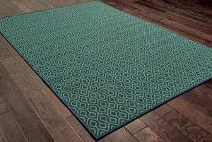 Meridian 1634Q Navy/ Green Rug