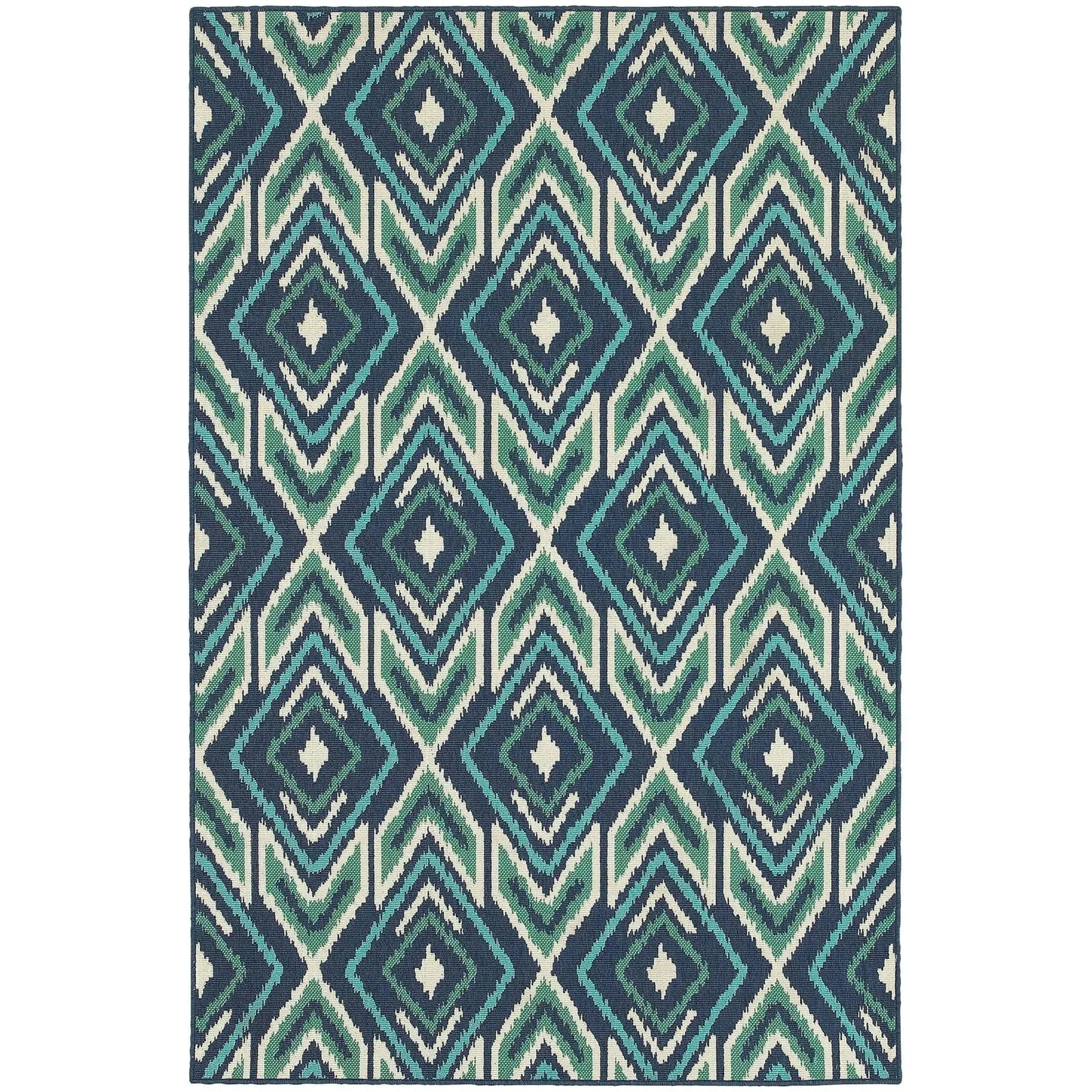Meridian 2209b Navy/ Green Rug
