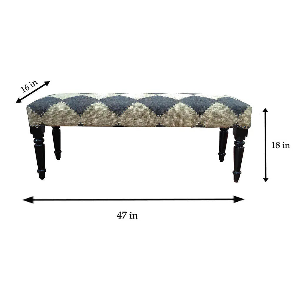 Modern Black and White Diamond LR99036 Indoor Bench