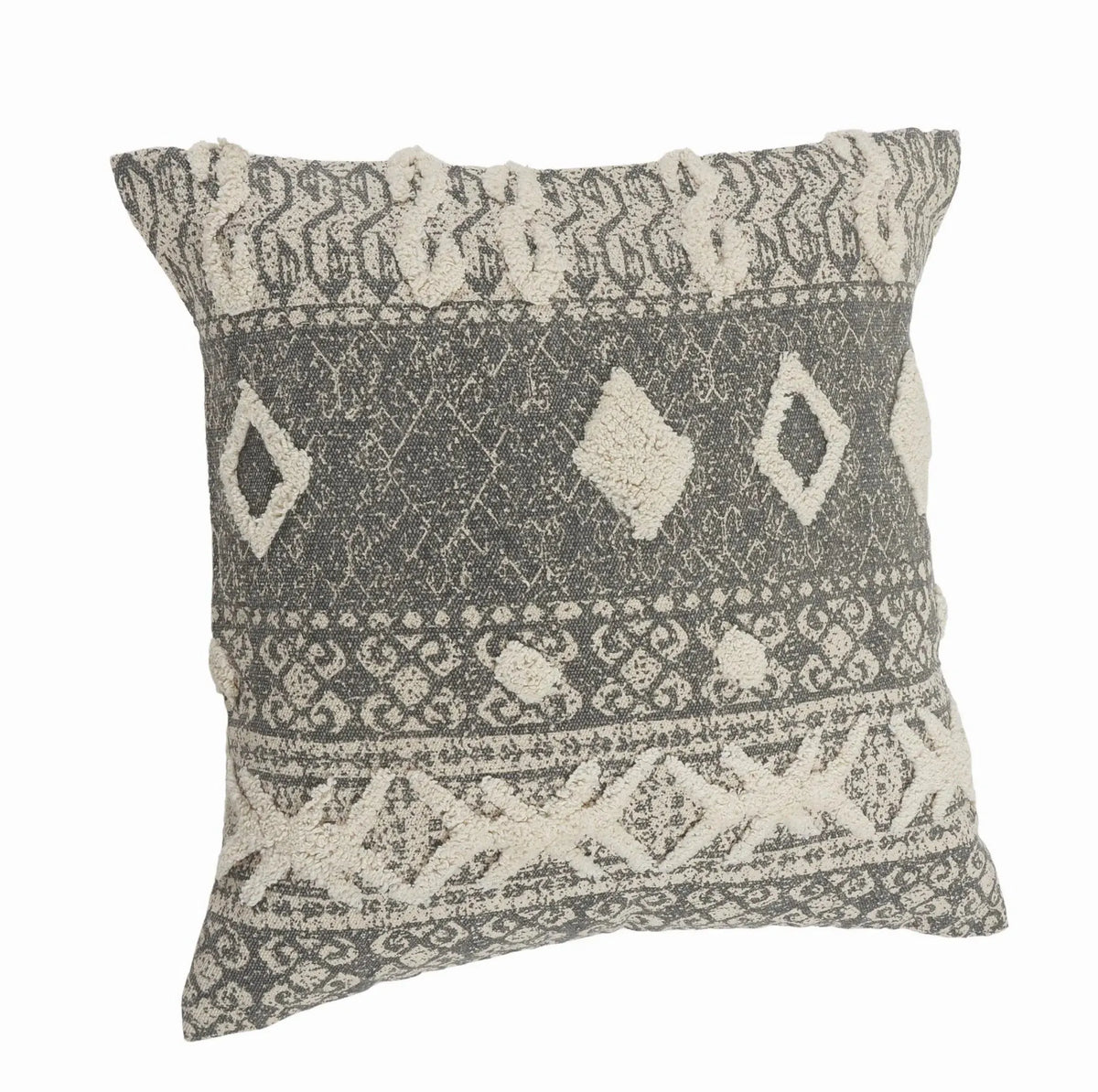Modern Rustic Tufted Lr07571 Gray/White Pillow