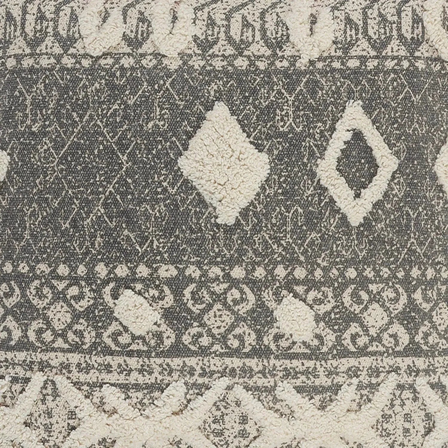 Modern Rustic Tufted Lr07571 Gray/White Pillow